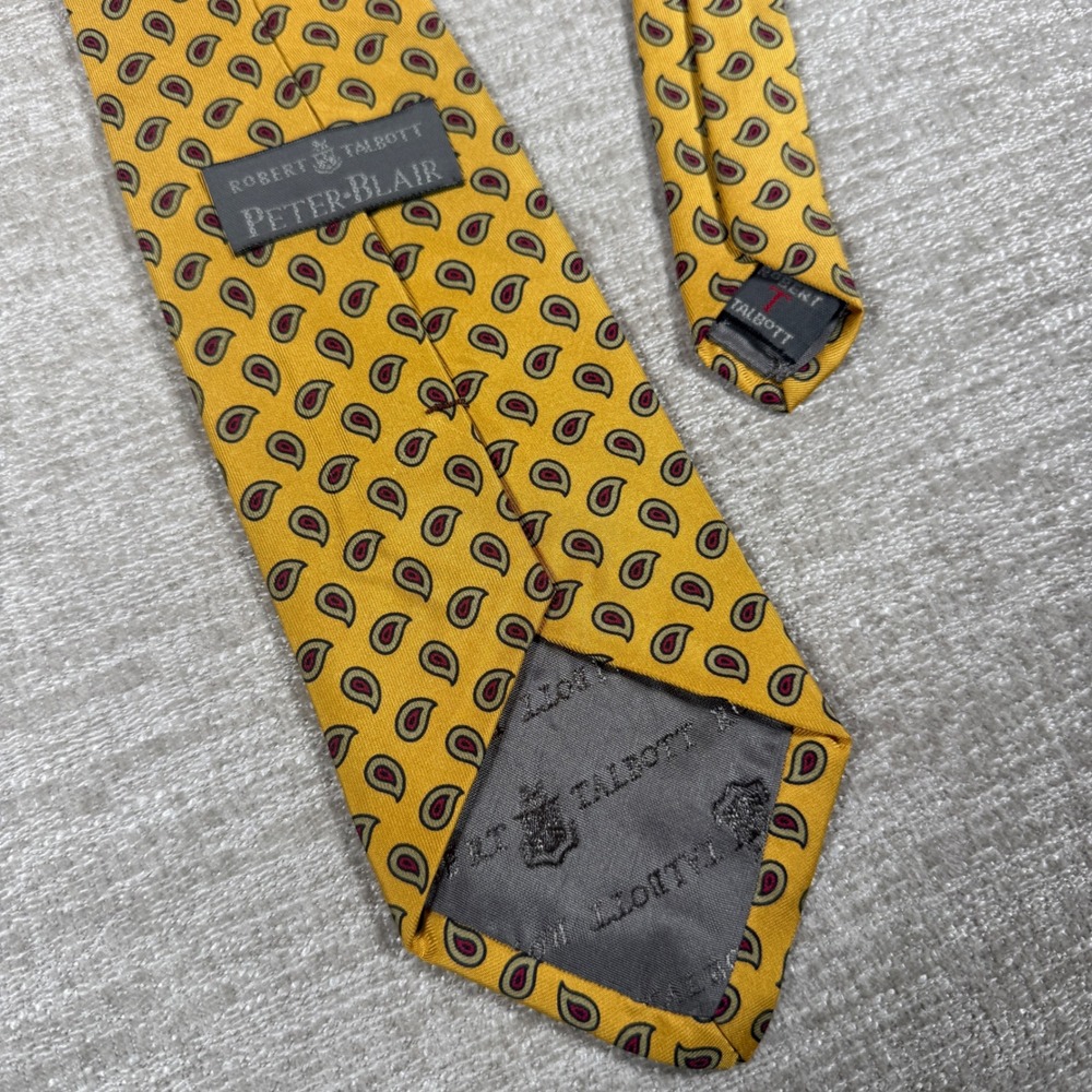 Robert Talbott Necktie Mens OS Yellow Paisley Silk Peter Blair Accessory